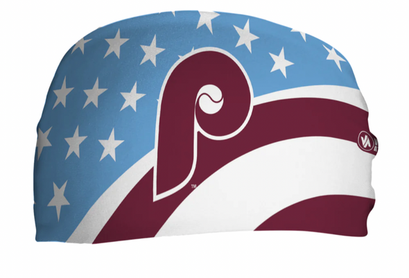 Vertical Athletics Phillies Cooling Headband Coop Stars and Stripes with Retro Cap Logo