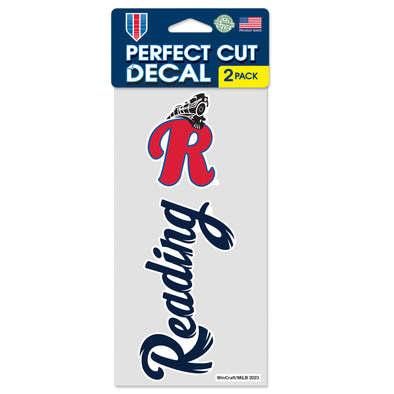 WinCraft Perfect Cut Decal 2 Pack - Reading Script and R-Train Logo