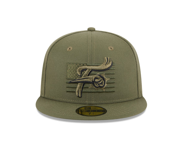 Reading Fightin Phils New Era 59Fifty Armed Forces Military Green F-Fist Flag Hat