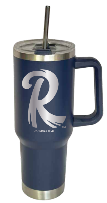 Navy Tumbler w/ Handle and Straw
