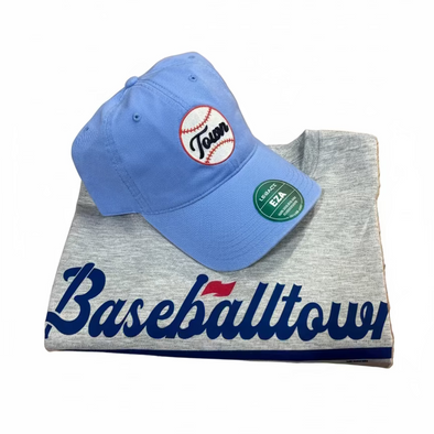 Adult Baseballtown Script Tee and Logo Hat Combo