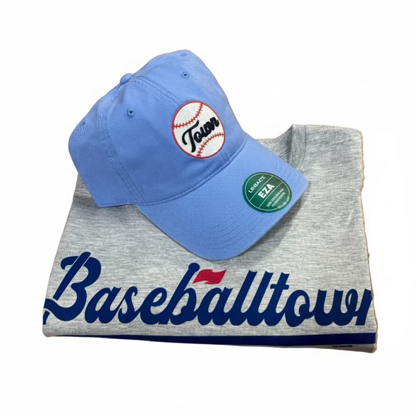 Adult Baseballtown Script Tee and Logo Hat Combo
