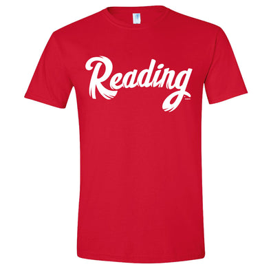 Bimmridder Reading Fightin Phils Road "READING" Script Red Adult Soft Style T-Shirt