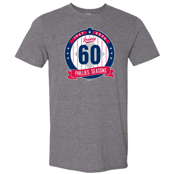 Bimmridder Graphite Heather Phillies Affiliate 60th Anniversary Logo Tee