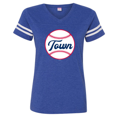 Bimmridder Blue Baseballtown Sporty Women's V-Neck T-Shirt