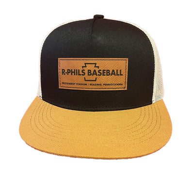 OC Sports Black White and Tan Adjustable R-Phils Baseball Trucker Hat