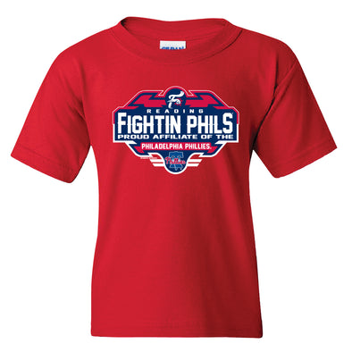 Bimmridder Youth Red Reading Fightin Phils Philadelphia Phillies Affiliate Wishywashy T-Shirt