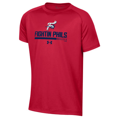 Youth Under Armour Tech Red Fightins Short Sleeve Tee