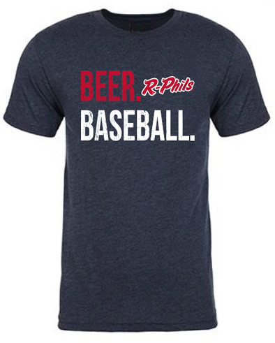 108 Stitches Navy Beer Baseball Cotton T-Shirt