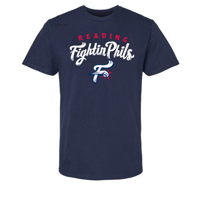 Reading Fightin Phils Gildan Softstyle Navy Primary Logo T-Shirt Shirt
