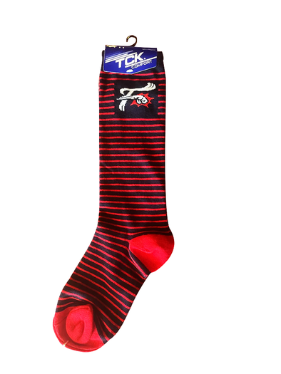 Navy & Red High Top Striped Socks w/F-Fist