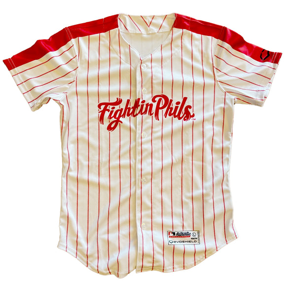 Reading Fightin Phils Pinstripe Adult On-Field Replica Home Jersey
