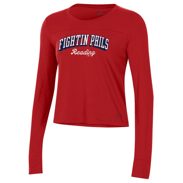Under Armor Women's Red Long Sleeve Performance Cotton Tee