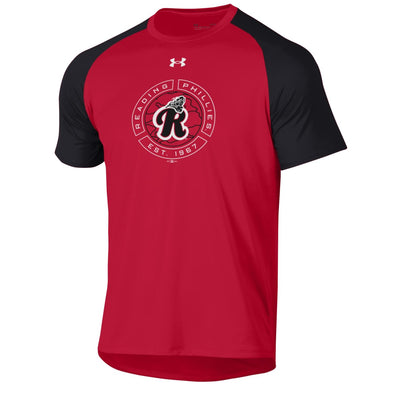 Under Armour Two Tone Red and Black Train Logo Tech Tee