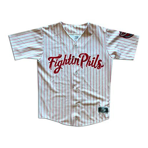 Reading Fightin Phils Youth Home Red Pinstripe Jersey – Reading