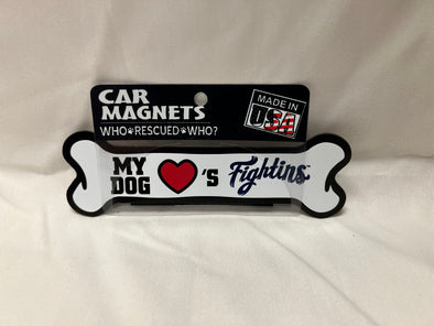 Fightins Dog Bone Car Magnet