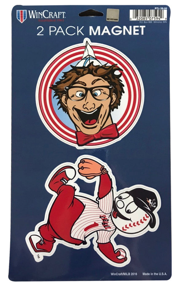 WinCraft Reading Fightin Phils Crazy Hot Dog Vendor and Screwball 2 Pack Magnet