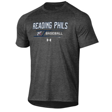 UA Charcoal Grey Reading Phils Baseball F-Fist Tech T-Shirt