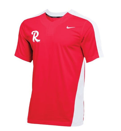 Nike Men's Red Henley 2 Button Jersey with Road R Logo