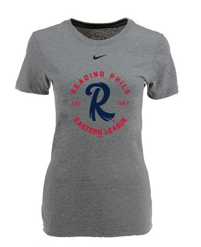 Nike Women's Dri Fit Cotton Heather Grey T-shirt - Feathered R Logo