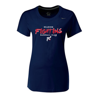 Nike Dri Fit Tee Womens - Reading Fightins Chalk Font - Navy