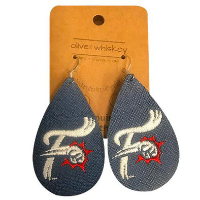 Reading Fightin Phils Olive & Whiskey - Navy F-Fist Genuine Leather Earring