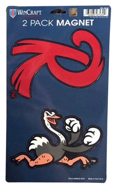 Reading Fightin Phils Feathered "R" Logo and Ostrich 2 Pack Magnet